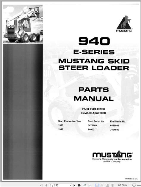 mustang 940 skid steer serial number|mustang 940 parts manual.